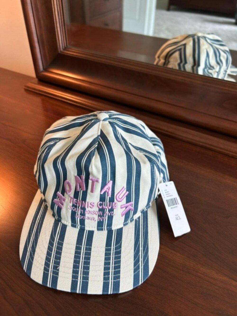 Anthropologie Striped “Coney Island Picnic” Baseball Hat – NWT